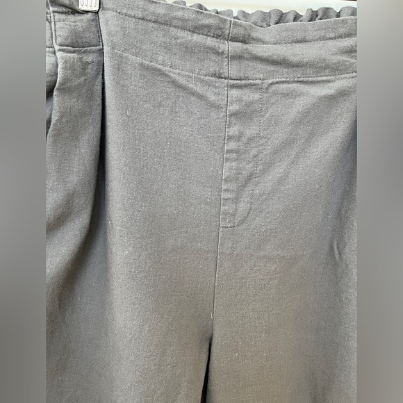 ELLEN TRACY Linen Rayon Blend Grey Wide Leg Cropped Pants Coastal Neutral Summer - Picture 4 of 13